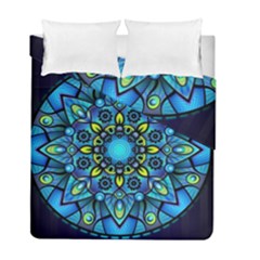 Mandala Blue Abstract Circle Duvet Cover Double Side (full/ Double Size) by Celenk