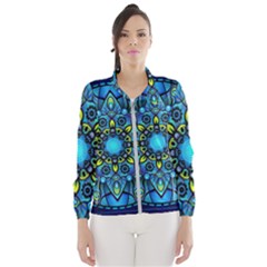 Mandala Blue Abstract Circle Wind Breaker (women) by Celenk