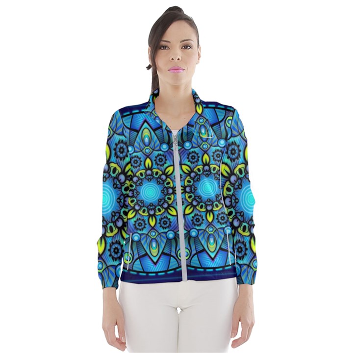 Mandala Blue Abstract Circle Wind Breaker (Women)