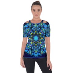 Mandala Blue Abstract Circle Short Sleeve Top