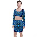 Mandala Blue Abstract Circle Long Sleeve Crop Top & Bodycon Skirt Set View1