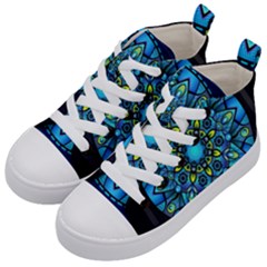 Mandala Blue Abstract Circle Kid s Mid-top Canvas Sneakers