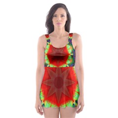 Fractal Digital Mandala Floral Skater Dress Swimsuit by Celenk