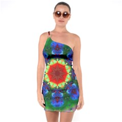 Fractal Digital Mandala Floral One Soulder Bodycon Dress by Celenk