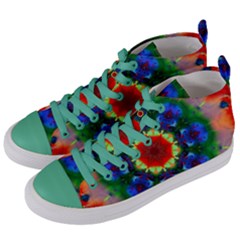 Fractal Digital Mandala Floral Women s Mid-top Canvas Sneakers