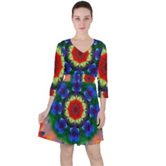 Fractal Digital Mandala Floral Ruffle Dress by Celenk