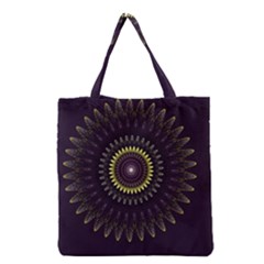 Fractal Purple Mandala Violet Grocery Tote Bag by Celenk