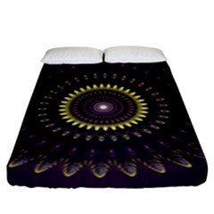 Fractal Purple Mandala Violet Fitted Sheet (king Size) by Celenk