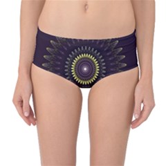 Fractal Purple Mandala Violet Mid-waist Bikini Bottoms by Celenk