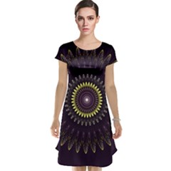 Fractal Purple Mandala Violet Cap Sleeve Nightdress by Celenk