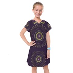 Fractal Purple Mandala Violet Kids  Drop Waist Dress by Celenk