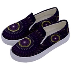 Fractal Purple Mandala Violet Kids  Canvas Slip Ons