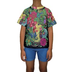 Mandala Figure Nature Girl Kids  Short Sleeve Swimwear by Celenk