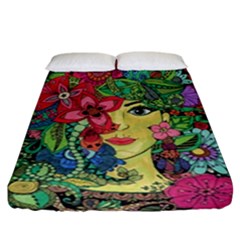 Mandala Figure Nature Girl Fitted Sheet (california King Size) by Celenk