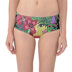 Mandala Figure Nature Girl Mid-waist Bikini Bottoms by Celenk