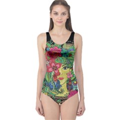 Mandala Figure Nature Girl One Piece Swimsuit