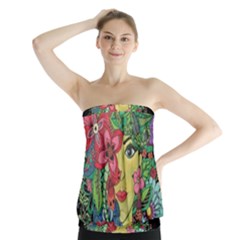 Mandala Figure Nature Girl Strapless Top by Celenk