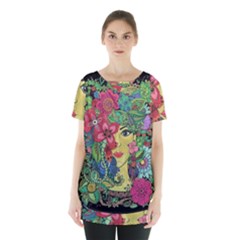 Mandala Figure Nature Girl Skirt Hem Sports Top by Celenk