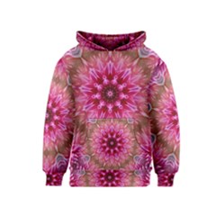 Flower Mandala Art Pink Abstract Kids  Pullover Hoodie by Celenk