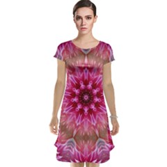 Flower Mandala Art Pink Abstract Cap Sleeve Nightdress by Celenk