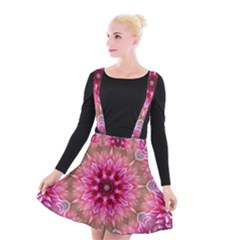 Flower Mandala Art Pink Abstract Suspender Skater Skirt