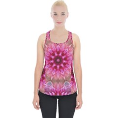 Flower Mandala Art Pink Abstract Piece Up Tank Top by Celenk