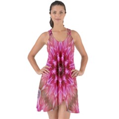 Flower Mandala Art Pink Abstract Show Some Back Chiffon Dress by Celenk