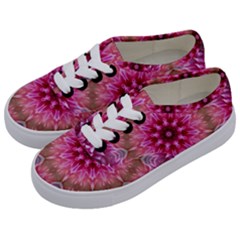 Flower Mandala Art Pink Abstract Kids  Classic Low Top Sneakers by Celenk