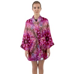 Flower Mandala Art Pink Abstract Long Sleeve Kimono Robe by Celenk