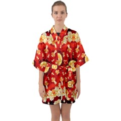 Abstract Art Abstract Background Quarter Sleeve Kimono Robe