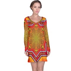 Mandala Zen Meditation Spiritual Long Sleeve Nightdress by Celenk