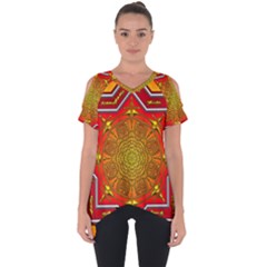 Mandala Zen Meditation Spiritual Cut Out Side Drop Tee