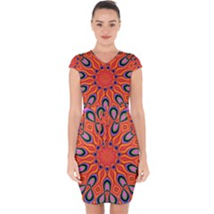 Abstract Art Abstract Background Capsleeve Drawstring Dress 