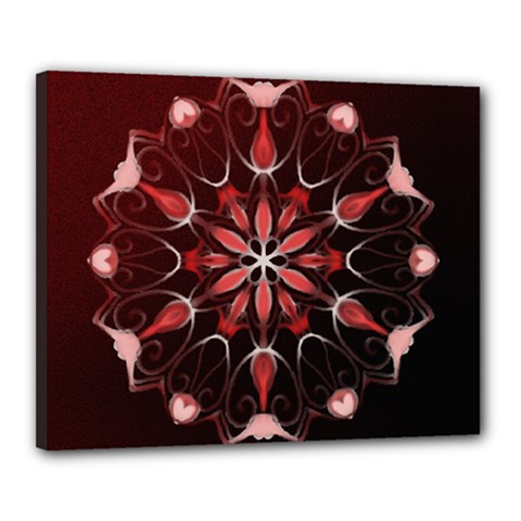 Mandala Red Bright Kaleidoscope Canvas 20  X 16  by Celenk