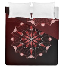 Mandala Red Bright Kaleidoscope Duvet Cover Double Side (queen Size) by Celenk