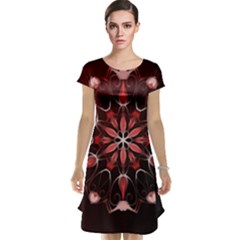 Mandala Red Bright Kaleidoscope Cap Sleeve Nightdress by Celenk