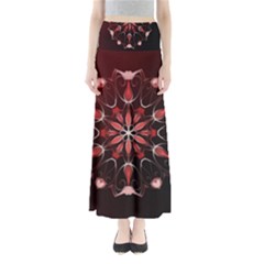 Mandala Red Bright Kaleidoscope Full Length Maxi Skirt by Celenk