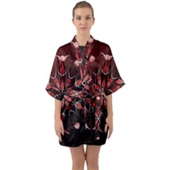 Mandala Red Bright Kaleidoscope Quarter Sleeve Kimono Robe by Celenk