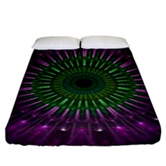 Purple Mandala Fractal Glass Fitted Sheet (king Size) by Celenk