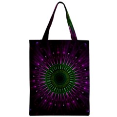 Purple Mandala Fractal Glass Zipper Classic Tote Bag by Celenk