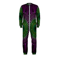 Purple Mandala Fractal Glass Onepiece Jumpsuit (kids) by Celenk