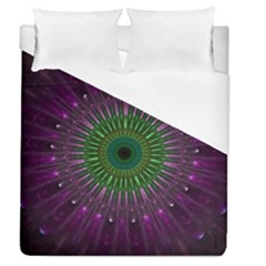 Purple Mandala Fractal Glass Duvet Cover (queen Size) by Celenk