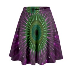 Purple Mandala Fractal Glass High Waist Skirt by Celenk