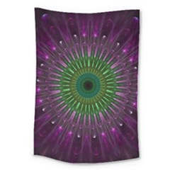 Purple Mandala Fractal Glass Large Tapestry by Celenk