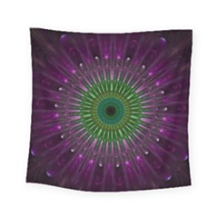 Purple Mandala Fractal Glass Square Tapestry (small) by Celenk