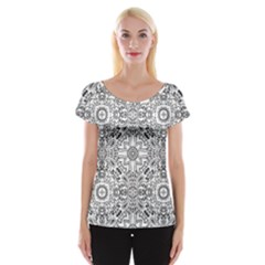 Mandala Pattern Line Art Cap Sleeve Tops by Celenk