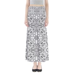 Mandala Pattern Line Art Full Length Maxi Skirt by Celenk