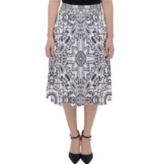 Mandala Pattern Line Art Folding Skater Skirt by Celenk