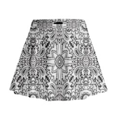 Mandala Pattern Line Art Mini Flare Skirt by Celenk