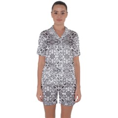 Mandala Pattern Line Art Satin Short Sleeve Pyjamas Set by Celenk